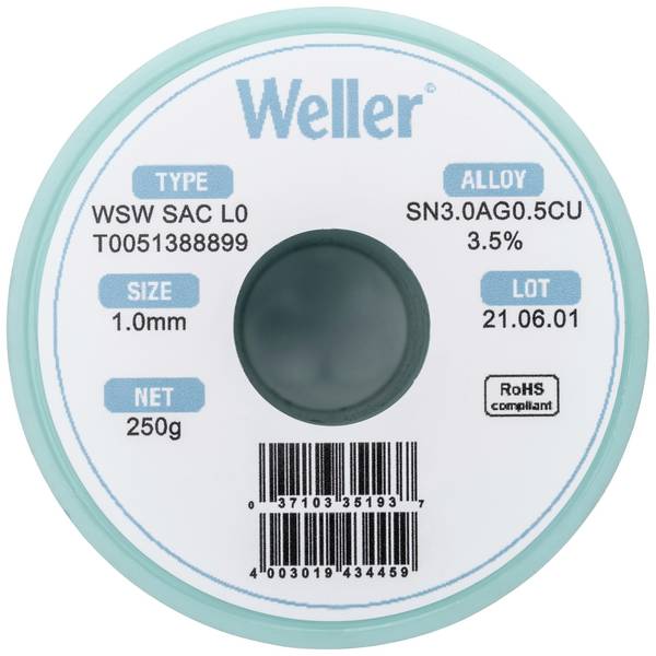 Weller WSW SAC L0 bezolovnatý pájecí cín cívka Sn3,0Ag0,5Cu  250 g 1 mm