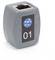 Šedé, obdélníkové plastové pouzdro se síťovým symbolem a číslem '01', pravděpodobně organizér nebo štítek pro ethernetové kabely.