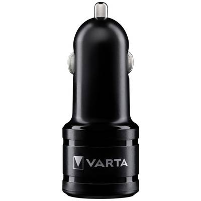 Černá autonabíječka Varta se dvěma USB porty. Ideální pro nabíjení elektronických zařízení při cestování autem.