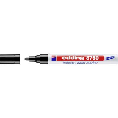 Edding 8750 speciální průmyslový značkovací fix s černým uzávěrem a hrotem, zobrazený v balení s červenobílým štítkem.
