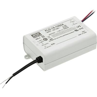 Elektronická součástka s technickým štítkem, včetně specifikací vstupů a výstupů; vyčnívají dva kabely.