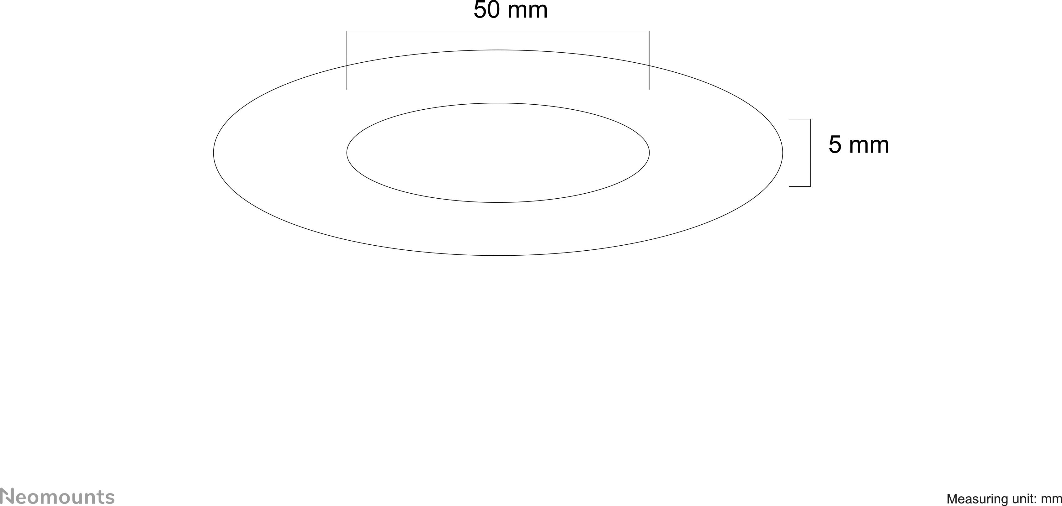 Průměr šroubu: 50 mm, výška: 5 mm. Diagram znázorňuje rozměry šroubu v milimetrech.