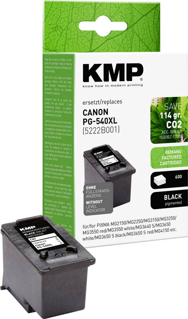KMP Ink náhradní Canon PG-540 XL kompatibilní  černá C87 1516,4001