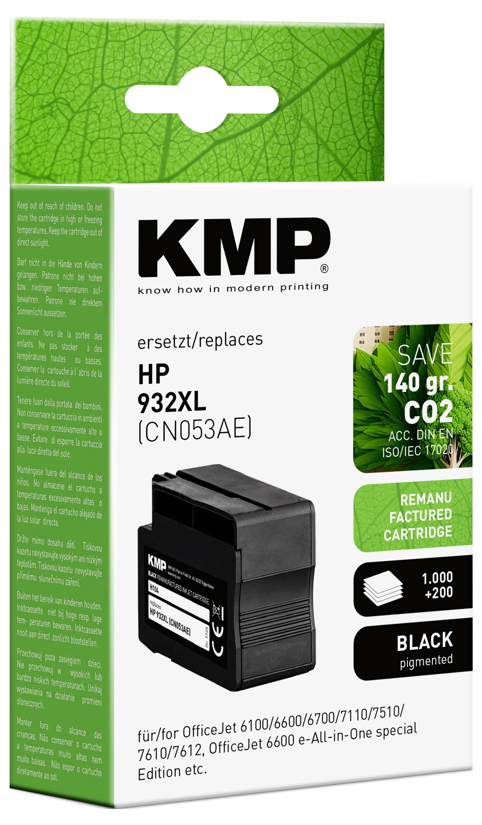 KMP Ink náhradní HP 932XL, CN053AE kompatibilní černá H104 1725,4001-1