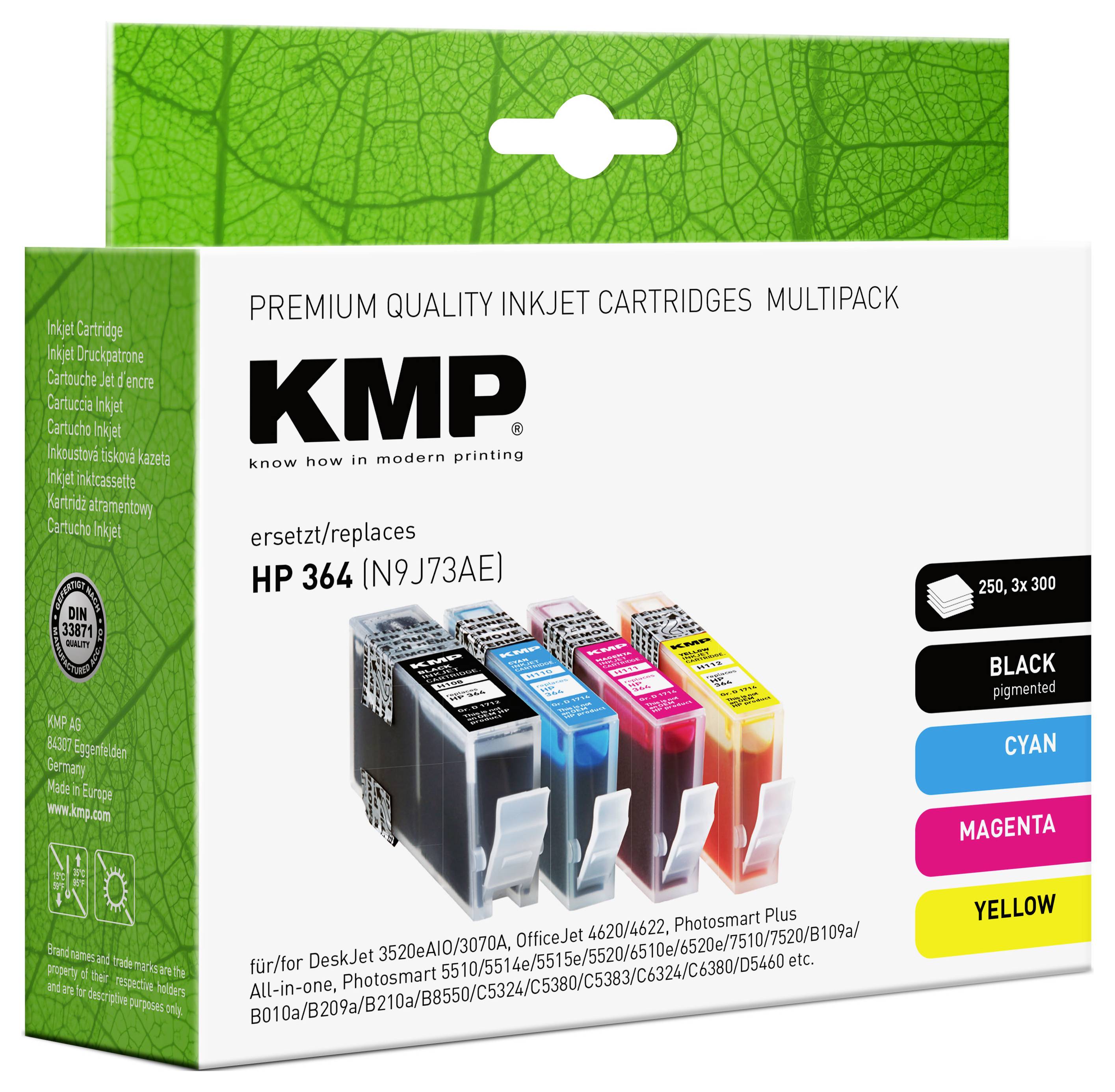 KMP Ink kombinované balení kompatibilní náhradní HP 364, N9J73AE, CB316EE, CB318EE, CB319EE, CB320EE černá, azurová, pur-1