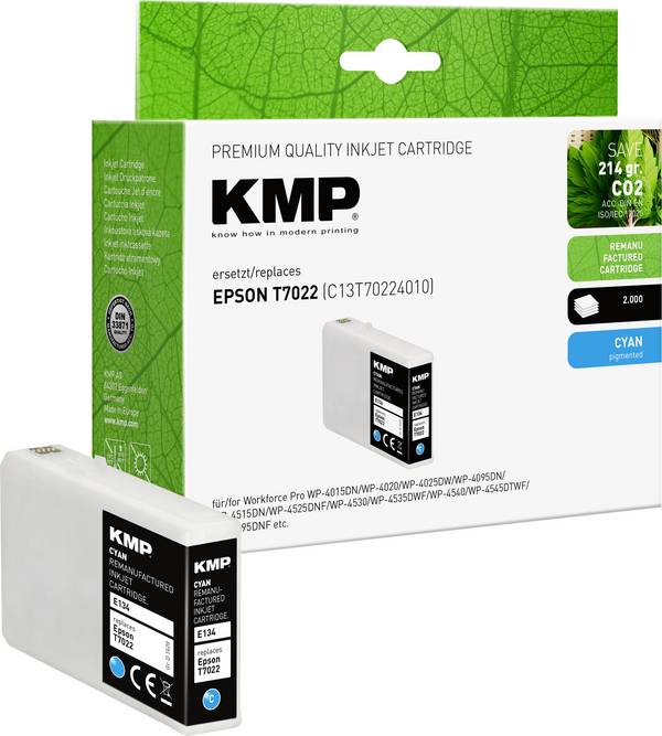 KMP Ink náhradní Epson T7022 kompatibilní  azurová E134 1620,4003