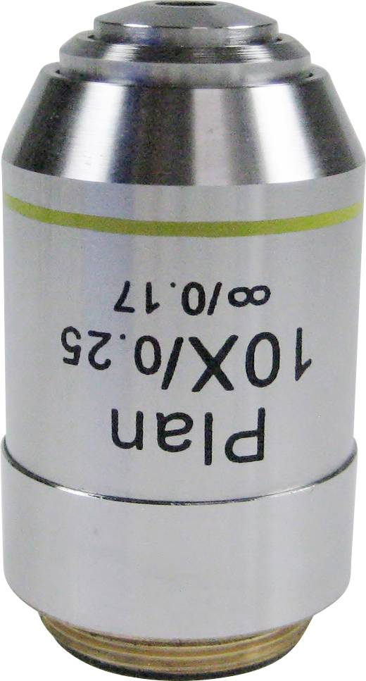 Mikroskopový objektiv s označením 'Plan 10x/0.25', vhodný pro přesné zvětšení při vědeckých výzkumech.