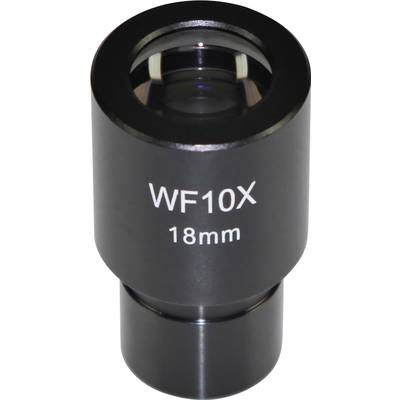 Mikroskopický okulár s nápisem 'WF10X 18mm', černé pouzdro, optický přístroj pro zvětšení pohledu na objekty.