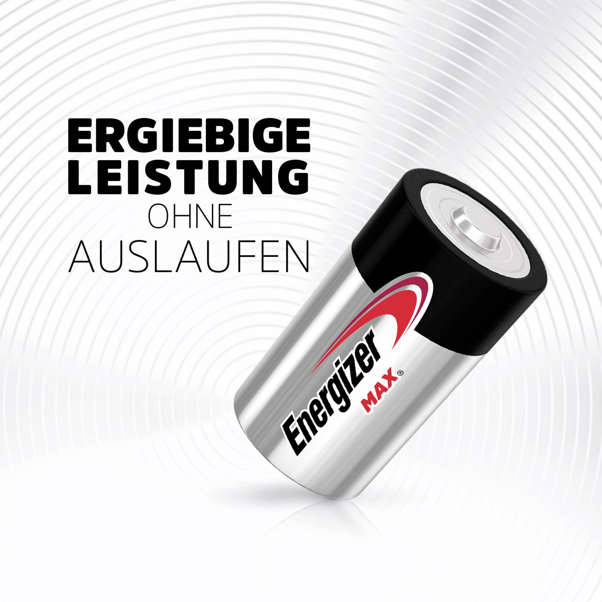 Baterie značky Energizer s textem 'Bohatý výkon bez vytečení', na rotujícím vzorovaném pozadí.