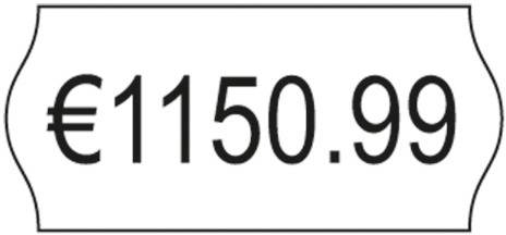 Cenová cedulka s 'EUR1150,99' v černé barvě na bílém pozadí.