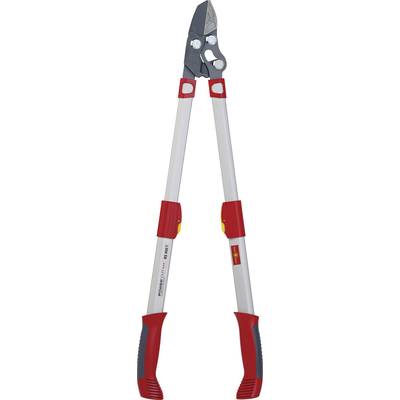 Nůžky na větve s červenou a šedou rukojetí, ideální pro řezání větví. Robustní a ergonomické provedení, vhodné pro zahradnické práce.