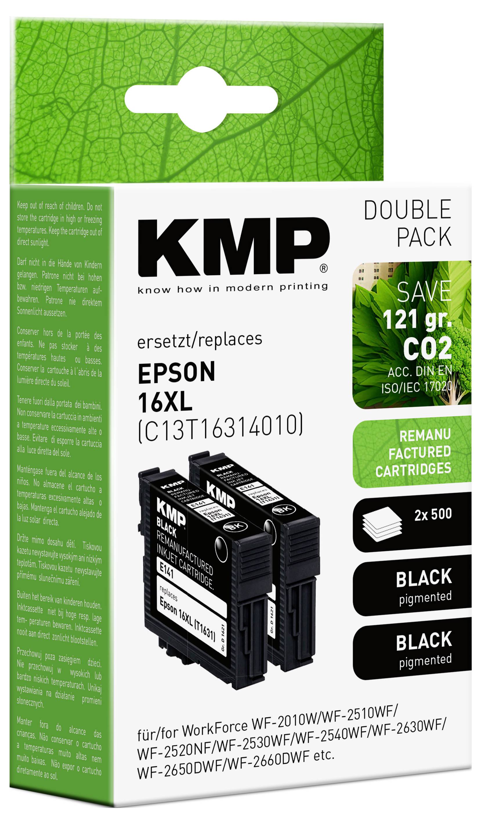 KMP Ink náhradní Epson 16, T1621 kompatibilní Dual černá E154D 1621,4821-1