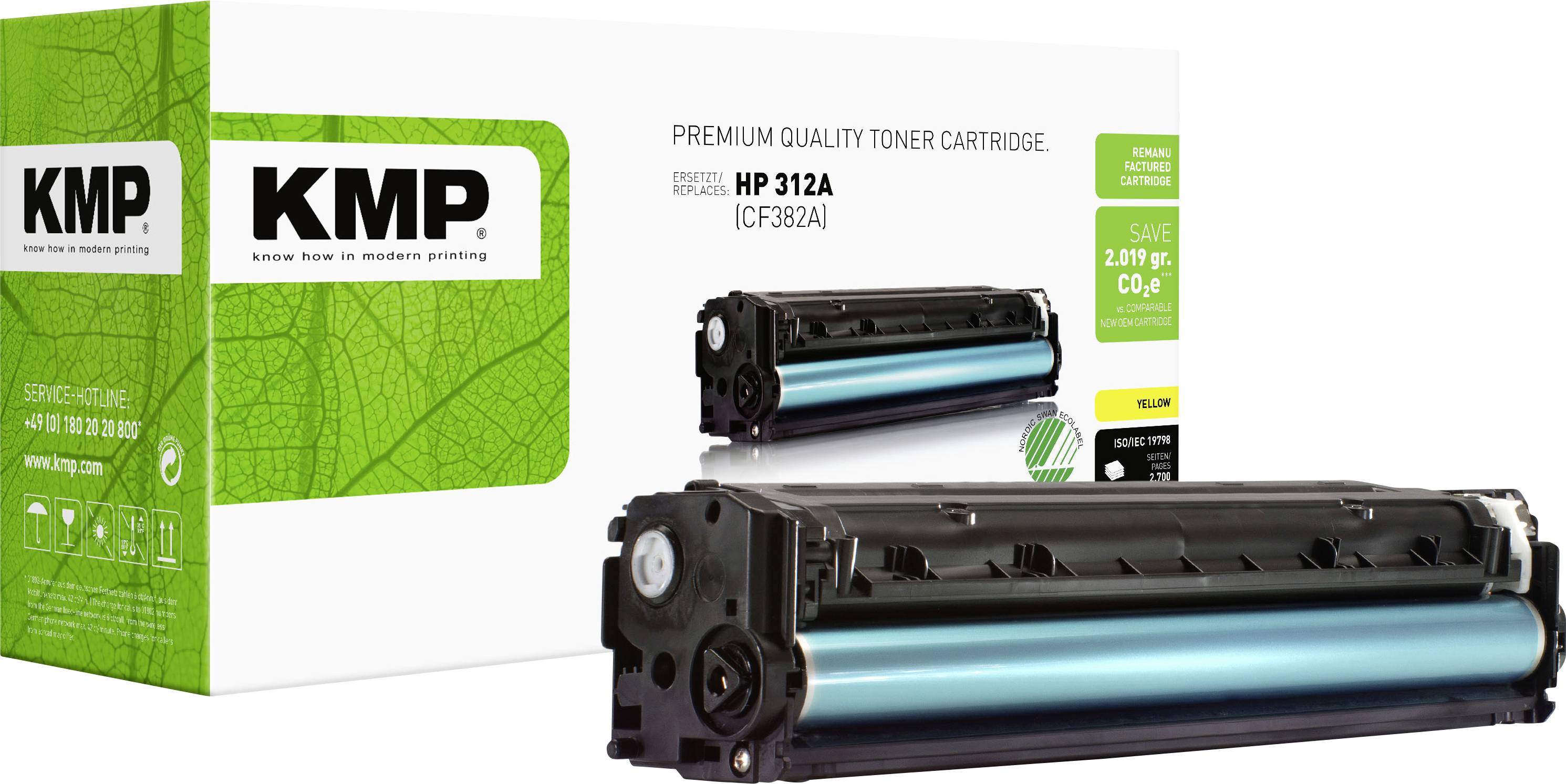 KMP Toner náhradní HP 312A, CF382A kompatibilní žlutá 2700 Seiten H-T192 2528,0009