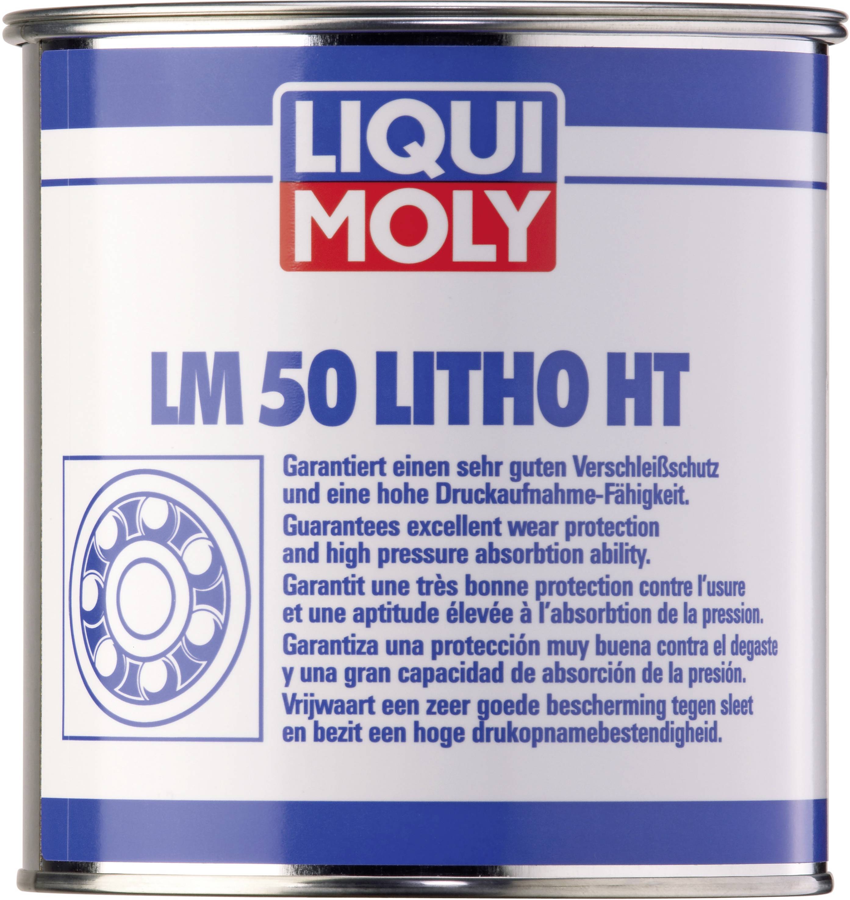 'Dávka mazacího tuku Liqui Moly LM 50 Litho HT s příslibem ochrany proti opotřebení a vysoké schopnosti snášet tlak.'
