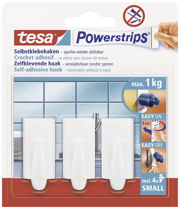 tesa POWERSTRIPS® Lepicí háček Small Trend  bílá Množství: 3 ks