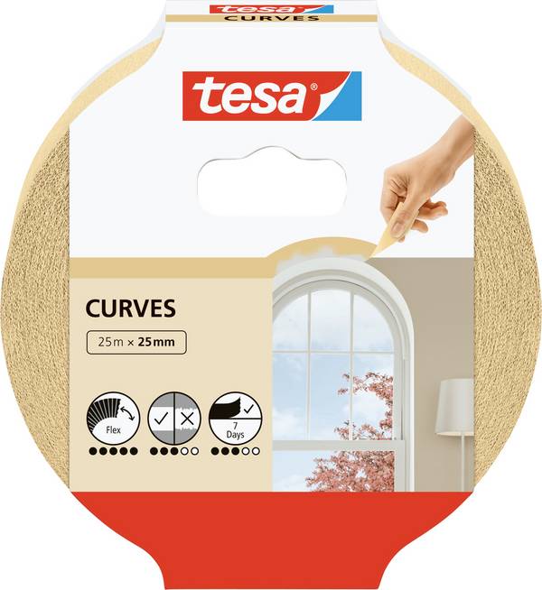 tesa KURVEN 56533-00001-02 krepová lepicí páska  béžová (d x š) 25 m x 25 mm 1 ks