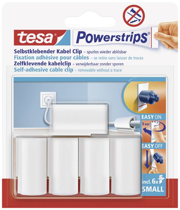 tesa POWERSTRIPS® Klip na kabely  bílá Množství: 5 ks
