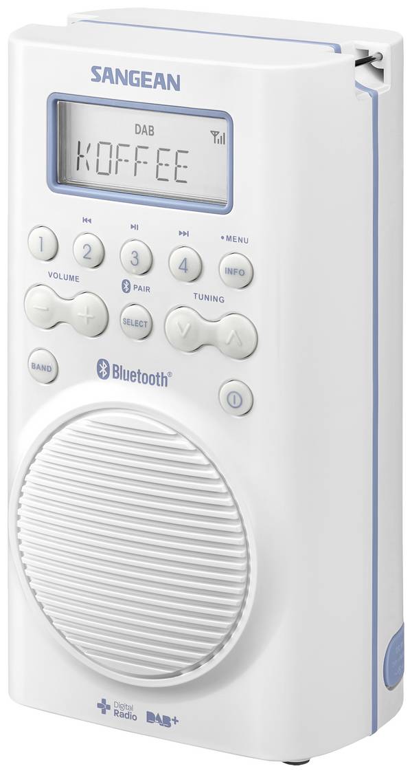 Sangean H205 H205 rádio do sprchy, DAB+, FM, Bluetooth, vodotěšné, bílá