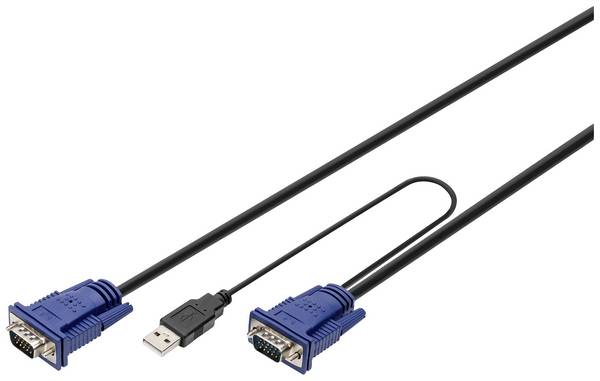 Digitus KVM kabelový adaptér [1x USB A, VGA - 1x VGA] 5.00 m černá