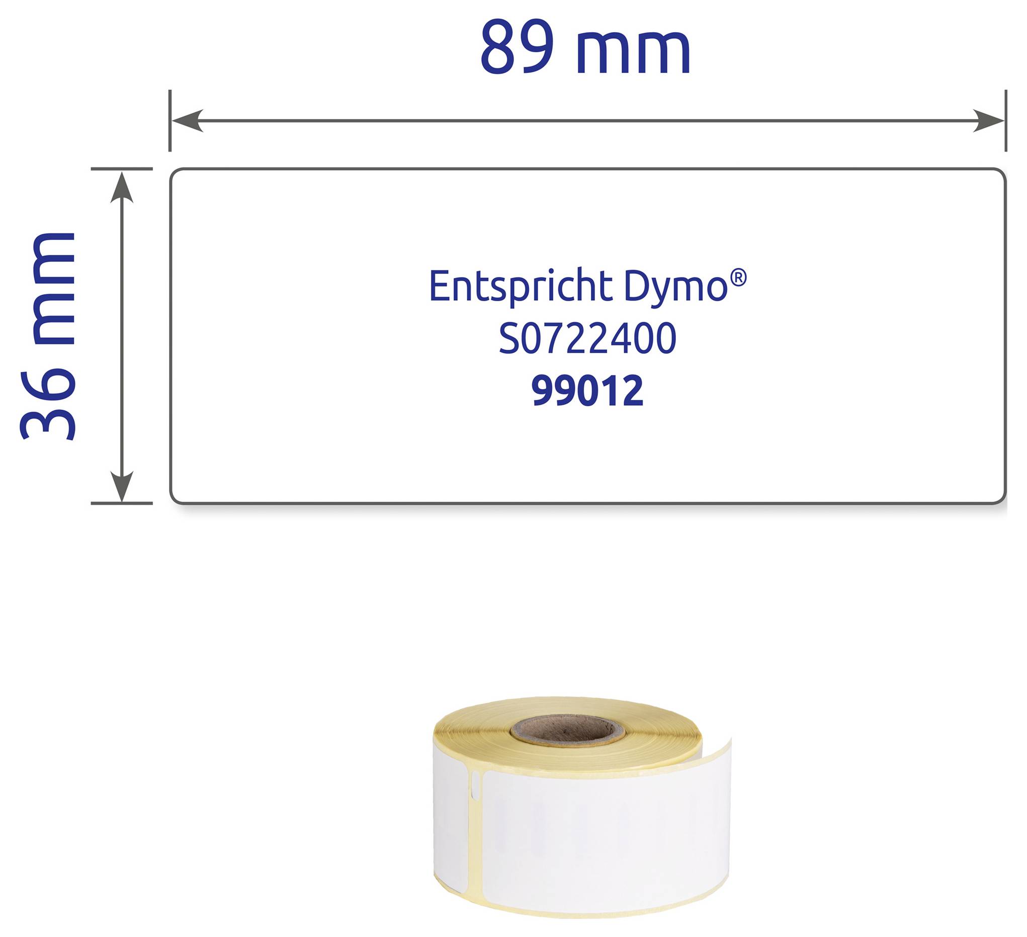 Etikety na roli 89 x 36 mm; kompatibilní s Dymo, tisk „Odpovídá Dymo® S0722400 99012".