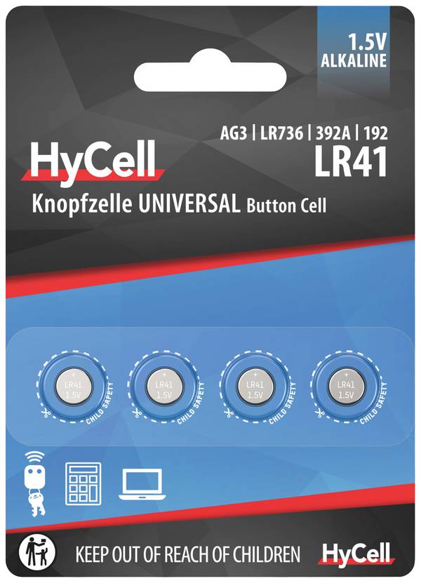 HyCell knoflíkový článek LR 41 1.5 V 4 ks 30 mAh alkalicko-manganová AG3
