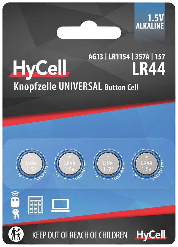 HyCell knoflíkový článek LR 44 1.5 V 4 ks 140 mAh alkalicko-manganová AG13