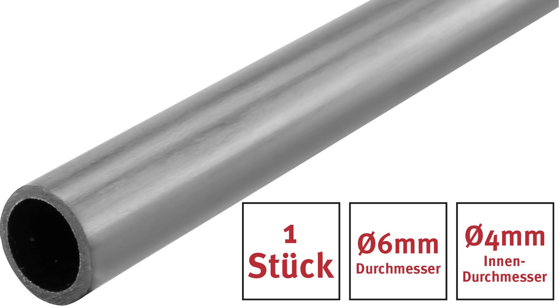 Trubka s vnějším průměrem 6 mm a vnitřním průměrem 4 mm, 1 kus.