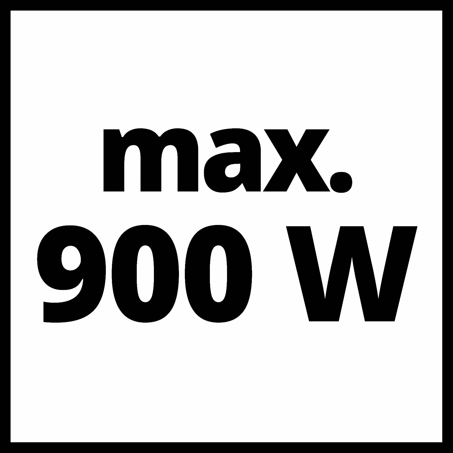 maximálně 900 W v černém textu na bílém pozadí