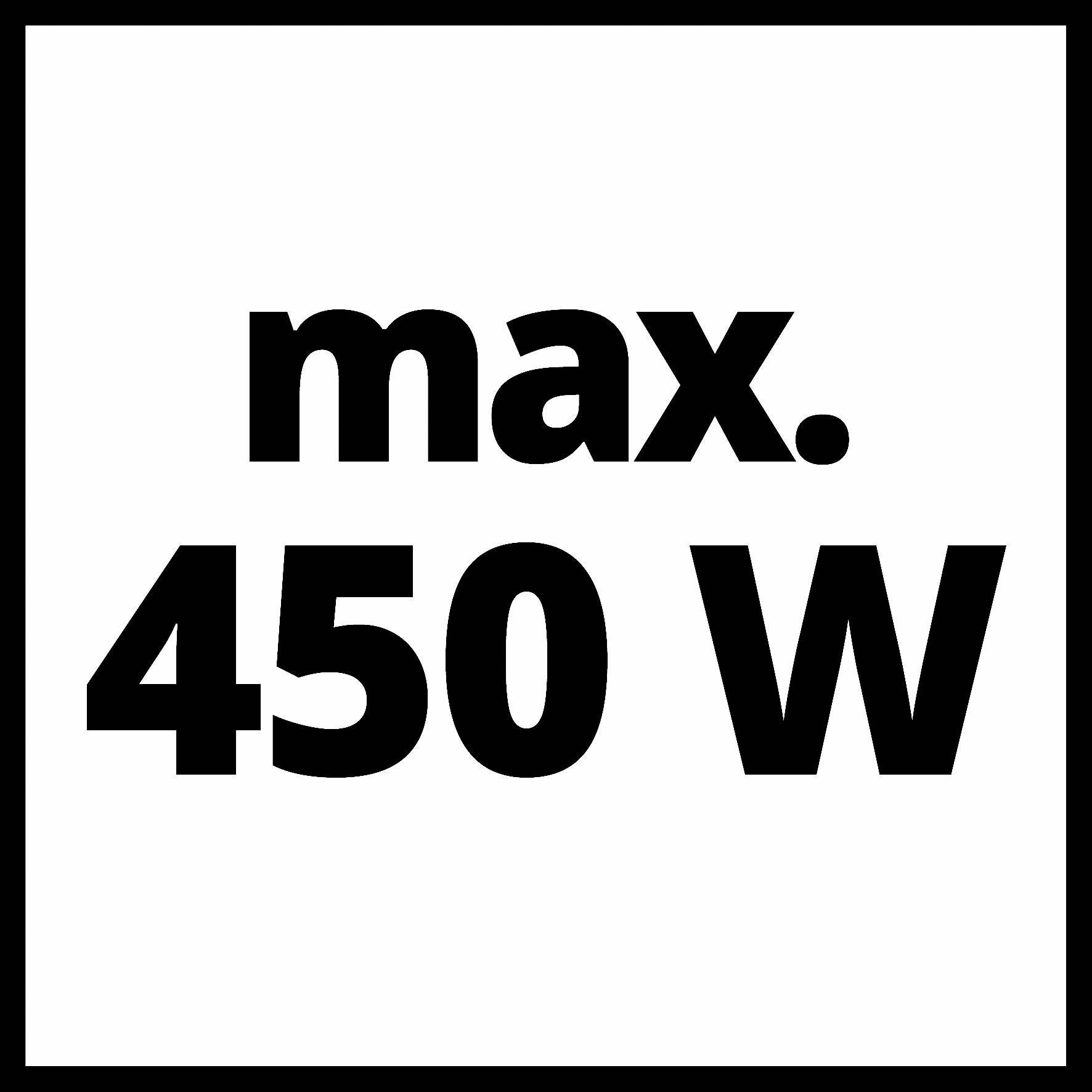 max. 450 W černým textem na bílém pozadí