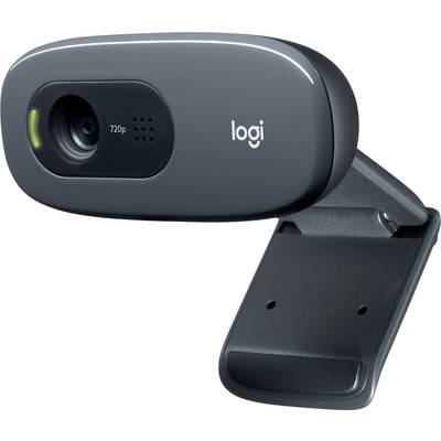 Černá webkamera s nápisem 'logi', umístěná na flexibilním stojanu. Disponuje videorozlišením 720p.