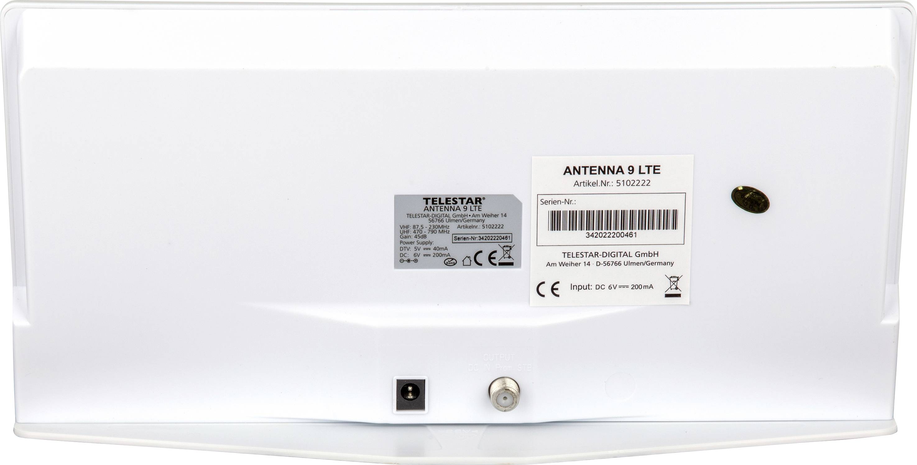 Telestar Antenna 9 Aktivní plochá DVB-T/T2 anténa vnitřní Zesílení: 45 dB bílá-3