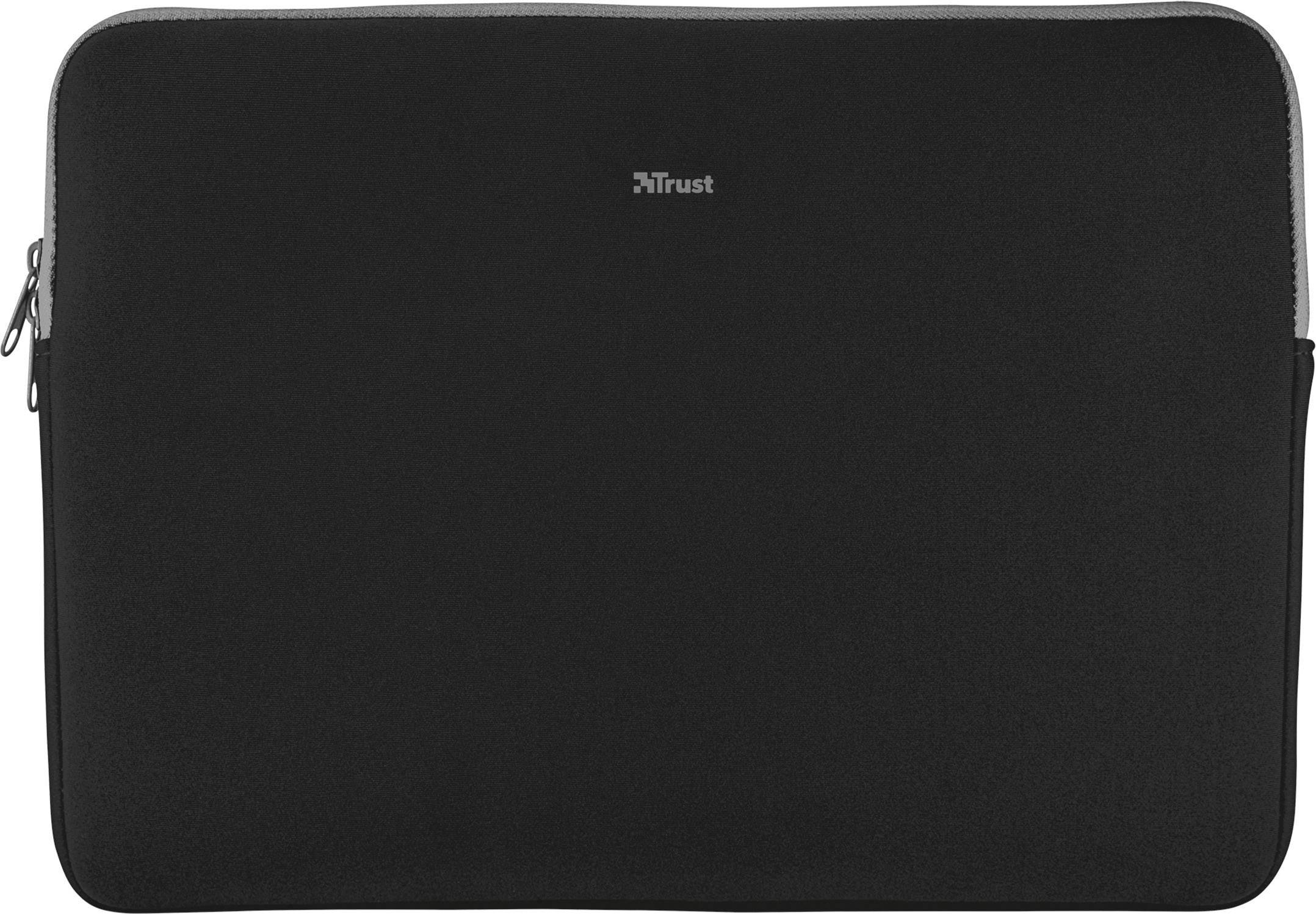 Černá brašna na notebook se zipem, vhodná pro ochranu a přepravu notebooku.
