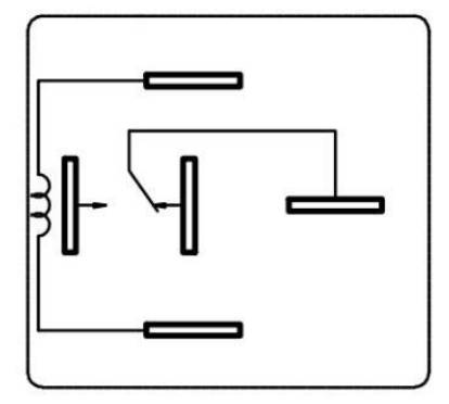 Elektrické schéma s symboly pro odpory, spínače a cívky. Propojení ukazují jednoduchý elektrický obvod.