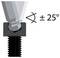 Obrázek ukazující šestihrannou nástrčnou hlavici s rotační hlavou, která se může naklánět v rozsahu ±25 stupňů, což demonstruje všestrannost úhlových nastavení.