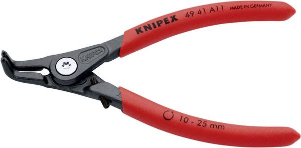 Knipex 49 41 A11 kleště na pojistné kroužky Vhodné pro (kleště na pojistné kroužky) vnější kroužky  10-25 mm Tvar hrotu zahnutý o 90°