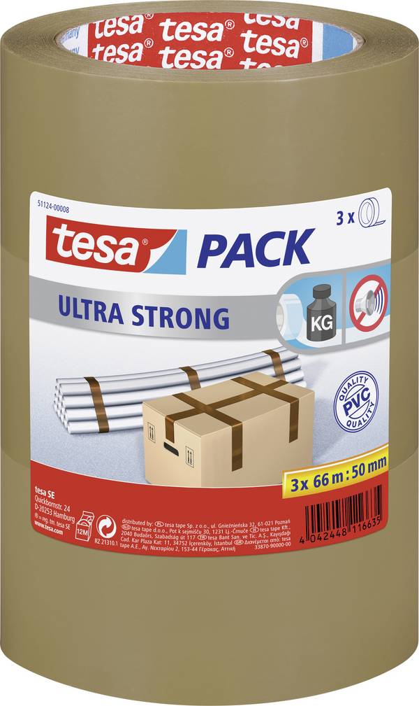 tesa ULTRA STRONG 51124-00008-01 balicí lepicí páska TESAPACK® hnědá (d x š) 66 m x 50 mm 3 ks