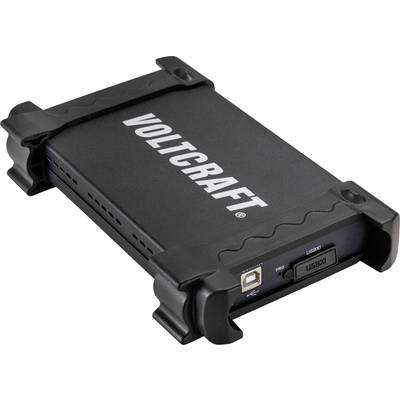 Černé zařízení Voltcraft s USB připojením a robustním tělem; pravděpodobně slouží k měření nebo regulaci elektrického proudu.