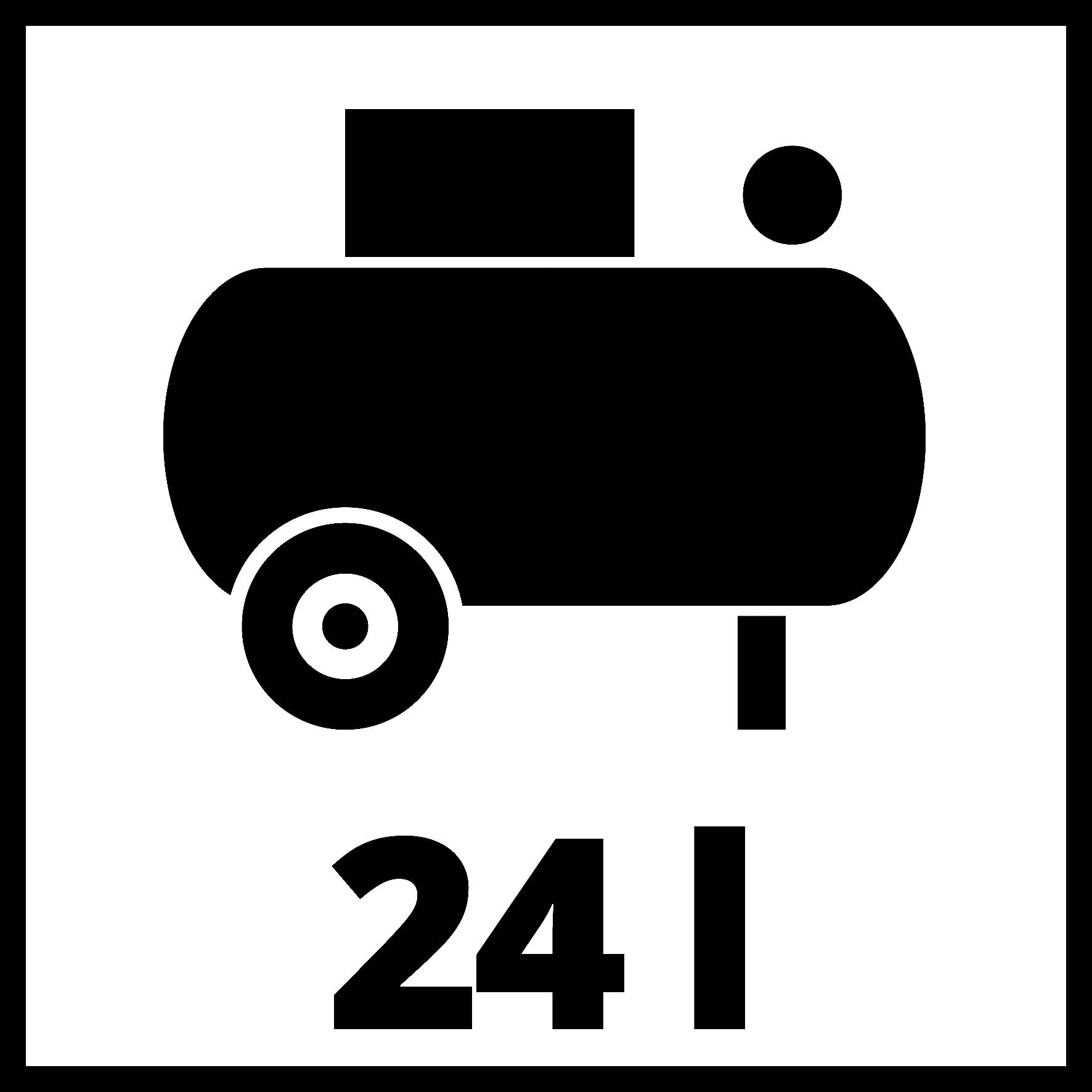 Obrázek stylizovaného přívěsu s nápisem '24 l'.