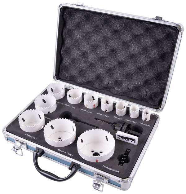 Makita  D-47298 sada děrovacích pil 14dílná 19 mm, 22 mm, 25 mm, 29 mm, 35 mm, 38 mm, 44 mm, 51 mm, 57 mm, 68 mm, 75 mm  1 sada