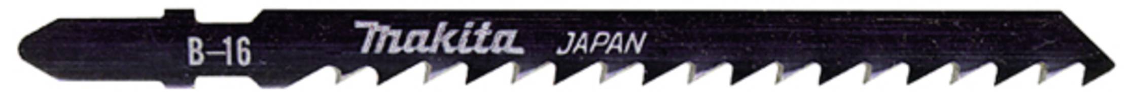 Černý pilový list s nápisem 'Makita JAPAN'. Zuby na jedné straně. Označení 'B-16'.