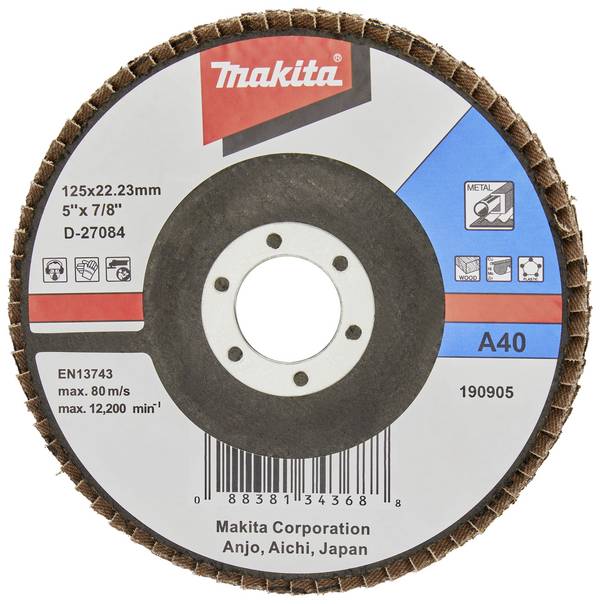Makita D-27084 D-27084 vějířovitý brusný kotouč Průměr 125 mm  Zrnitost 40 plast 1 ks