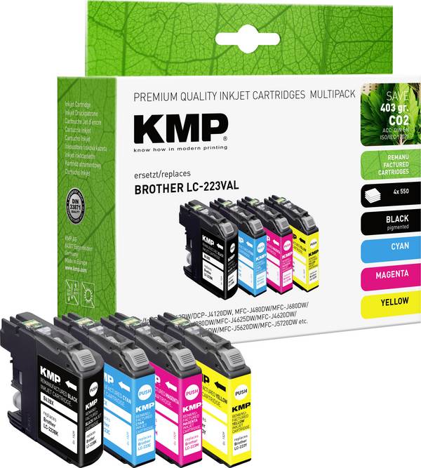 KMP Ink náhradní Brother LC-223BK, LC-223C, LC-223M, LC223Y kompatibilní kombinované balení černá, azurová, purppurová, žlutá B62VX 1529,4005