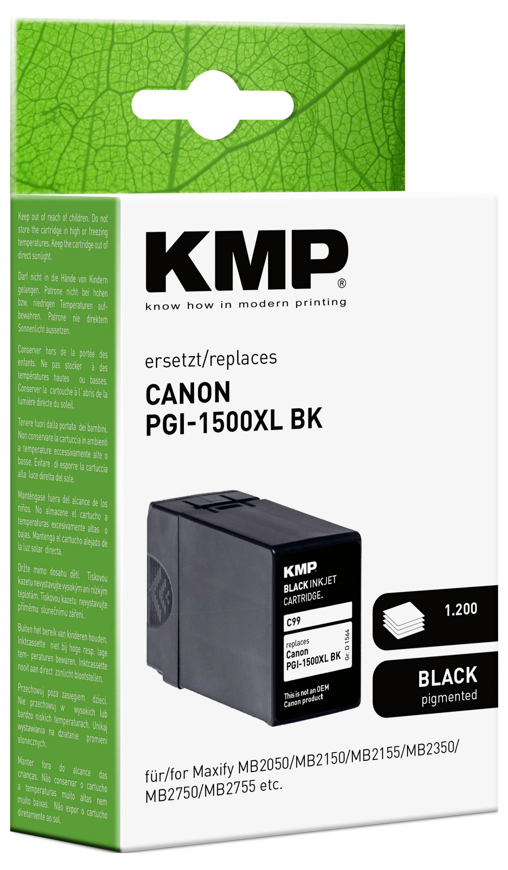 KMP Ink náhradní Canon PGI-1500BK XL kompatibilní černá C99 1564,0001-1