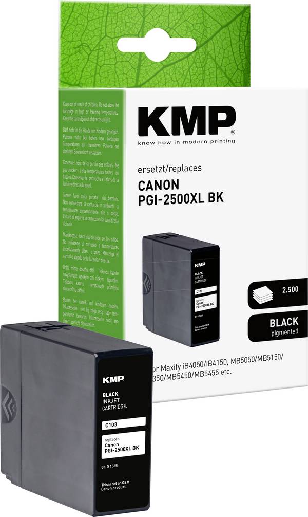 KMP Ink náhradní Canon PGI-2500BK XL kompatibilní  černá C103 1565,0001