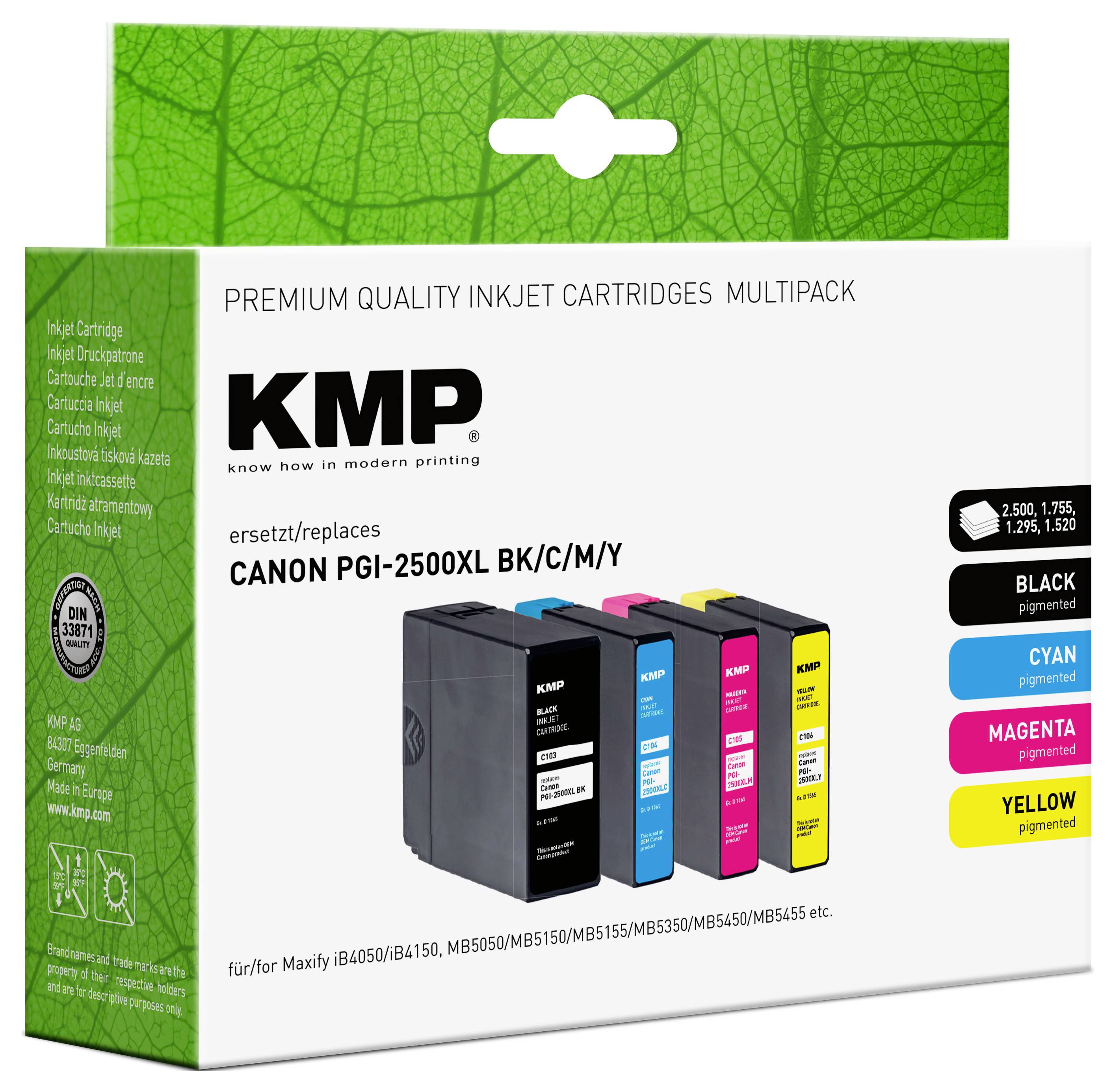 KMP Ink náhradní Canon PGI-2500BK XL, PGI-2500C XL, PGI-2500M XL, PGI-2500Y XL kompatibilní kombinované balení černá, az-1