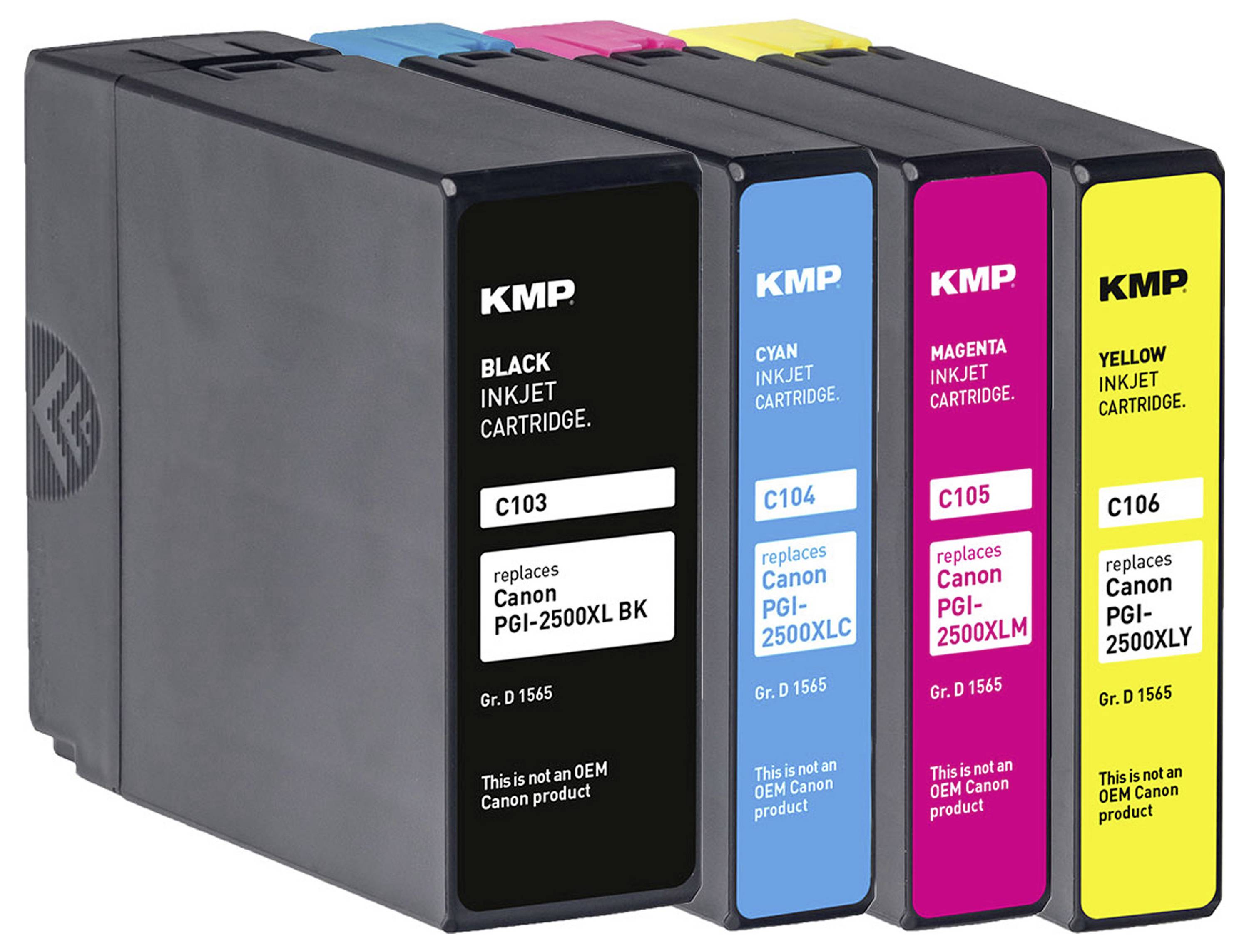 KMP Ink náhradní Canon PGI-2500BK XL, PGI-2500C XL, PGI-2500M XL, PGI-2500Y XL kompatibilní kombinované balení černá, az-2