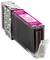 Purpurová inkoustová cartridge pro tiskárnu s černým textem nahoře označující náhradu pro Canon CLI-521, uzavřená průhlednou lepicí páskou.