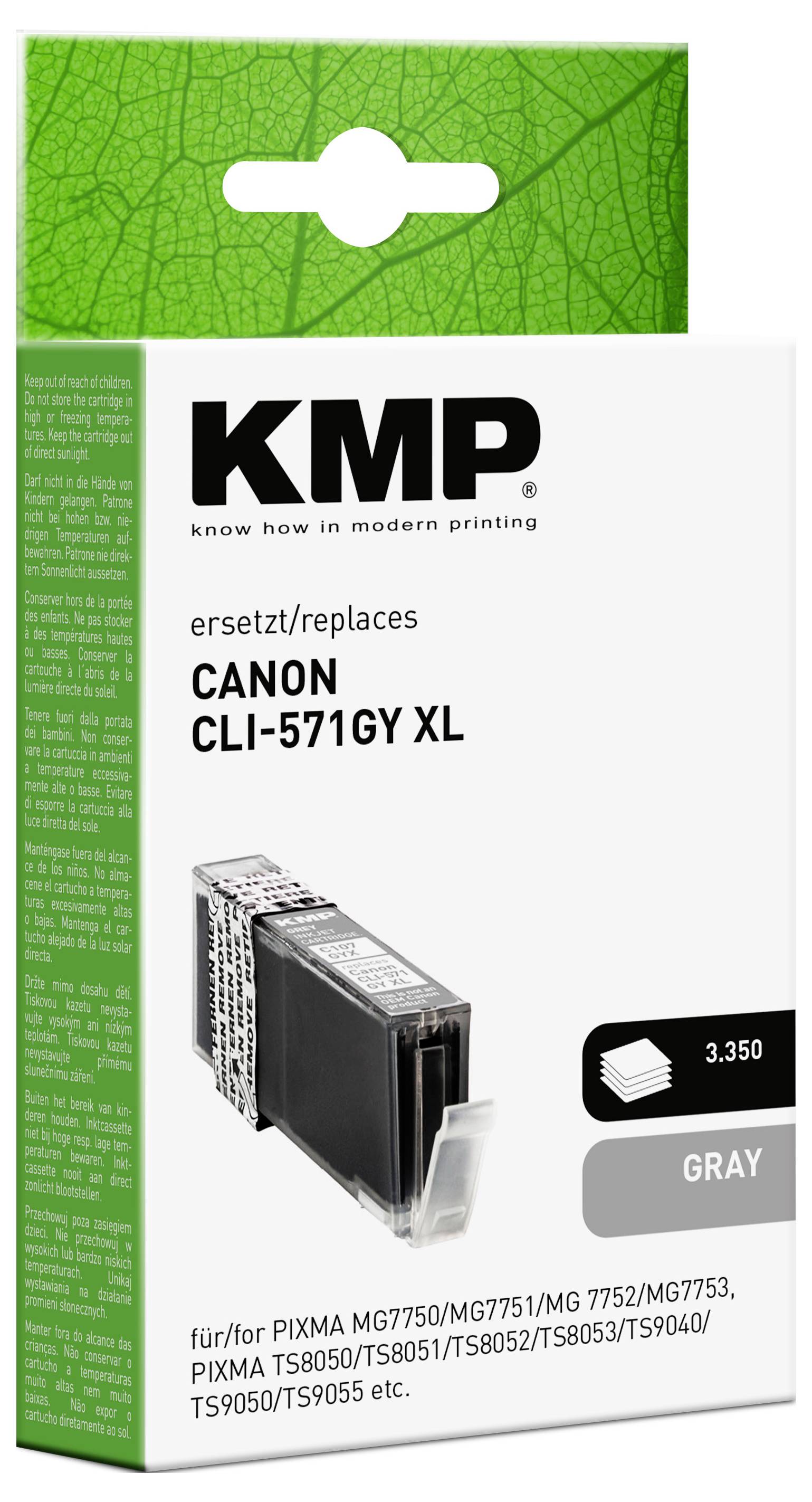 KMP Ink náhradní Canon CLI-571GY XL kompatibilní šedá C107GX 1569,0041-1