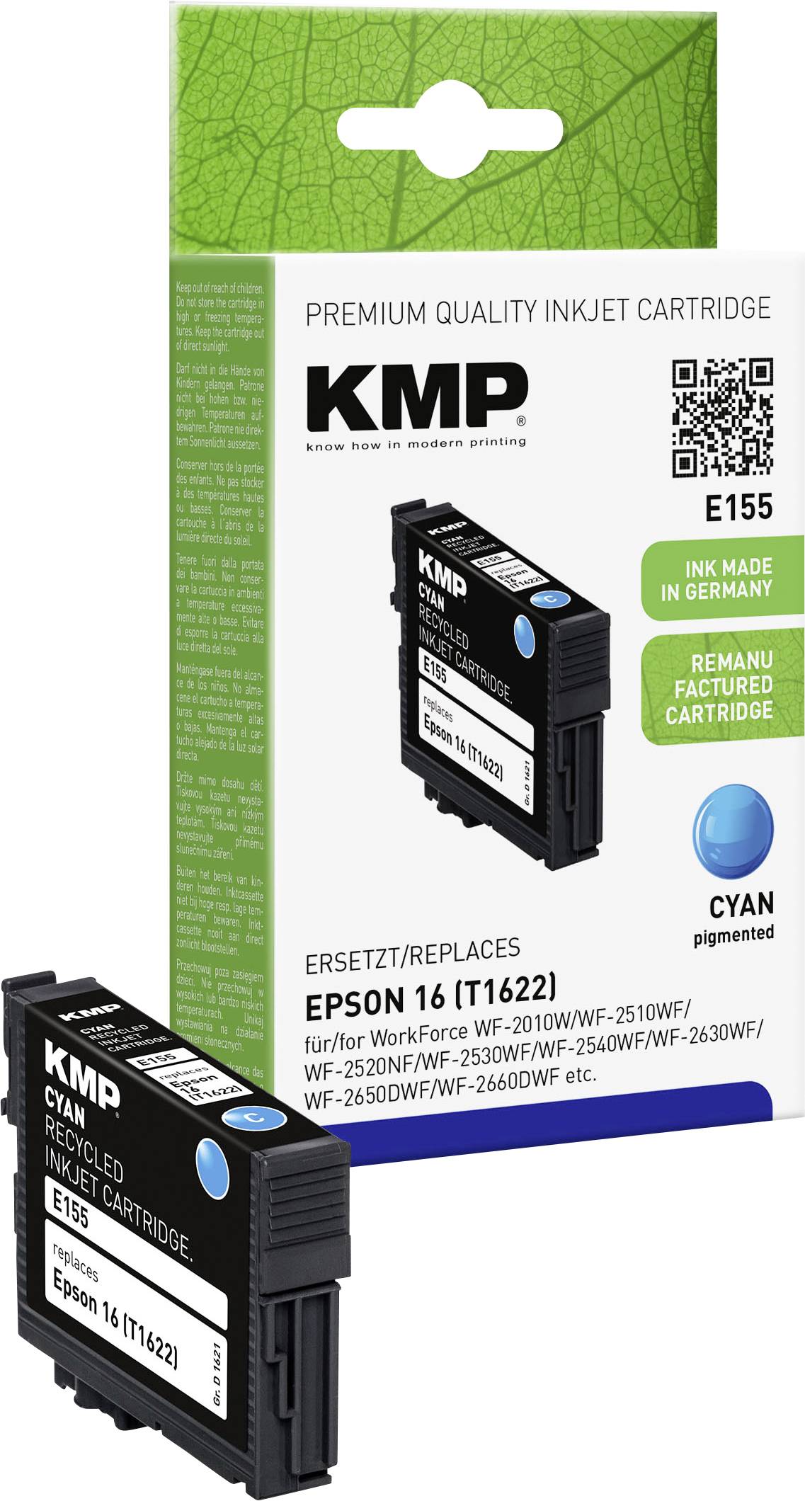 KMP Ink náhradní Epson 16, T1622 kompatibilní azurová E155 1621,4803