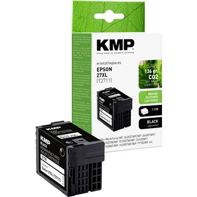 Tisková kazeta KMP 27XL (T2711) v černé barvě, kompatibilní s tiskárnami Epson, propaguje environmentální výhodu díky úspoře CO2.